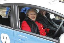 “Councilwoman Joyce Dickerson in electric car